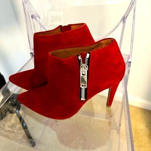 Red genuine suede ankle boots. H&M premium quality collection. Size 9